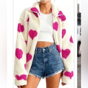Fuzzy heart coat- see description